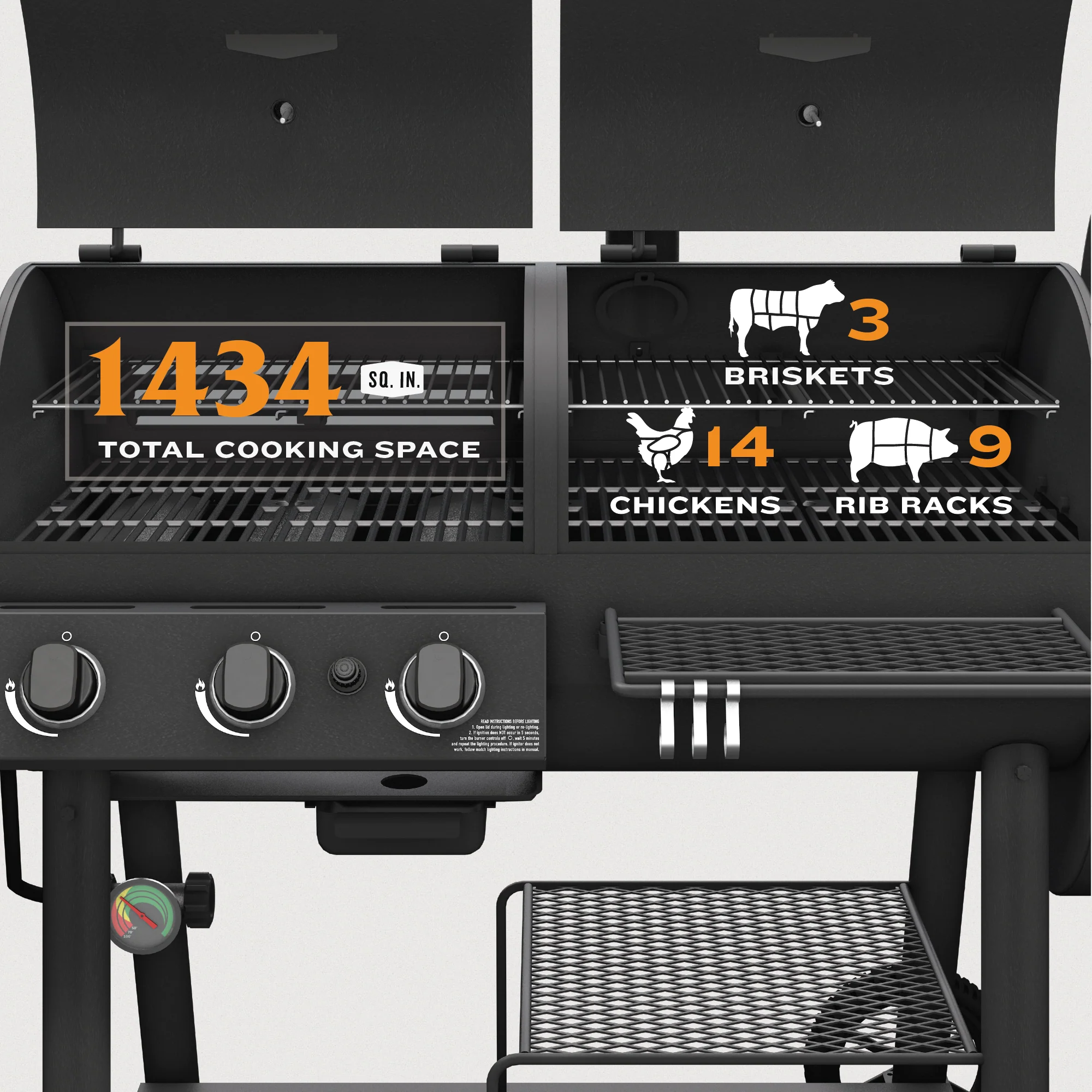 Canyon Combo DLX Gas Grill & Offset Smoker - Image 9