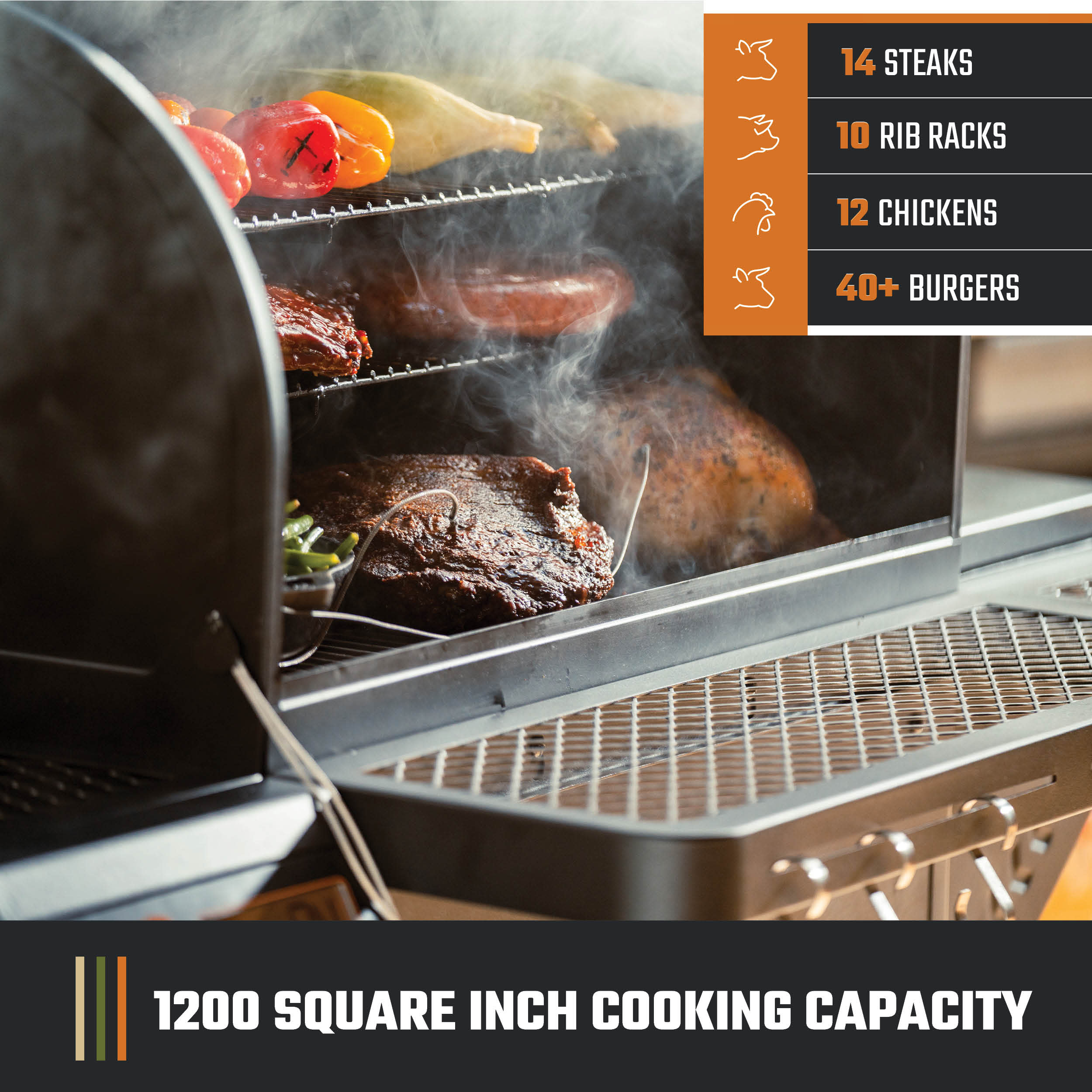 Tahoma® 1200A DLX Auto-Feed Charcoal Smoker & Grill + Wi-Fi® - Image 5